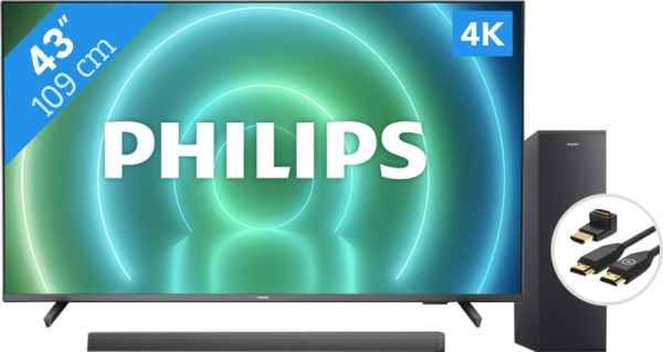 Philips 43PUS7906 - Ambilight + Soundbar + Hdmi kabel