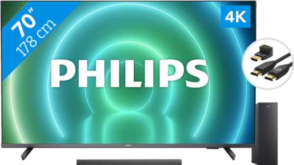 Philips 70PUS7906 - Ambilight + Soundbar + Hdmi kabel