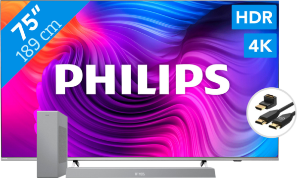 Philips 75PUS8506 - Ambilight + Soundbar + Hdmi kabel
