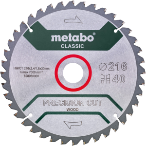 Metabo Precision Cut Wood Zaagblad voor Hout 216x30X1