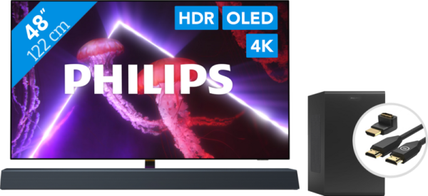 Philips 48OLED807 - Ambilight (2022) + Soundbar + Hdmi kabel