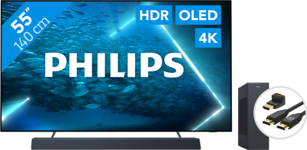 Philips 55OLED707 - Ambilight (2022) + Soundbar + Hdmi kabel