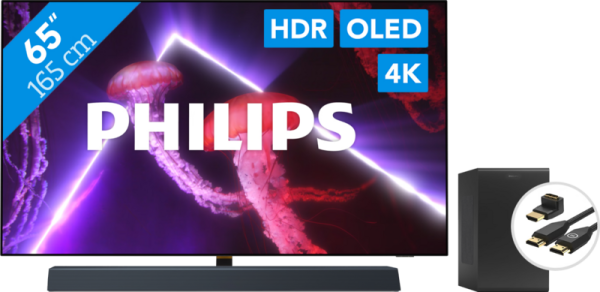Philips 65OLED807 - Ambilight (2022) + Soundbar + Hdmi kabel