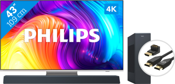 Philips The One (43PUS8807) - Ambilight (2022) + Soundbar + Hdmi kabel