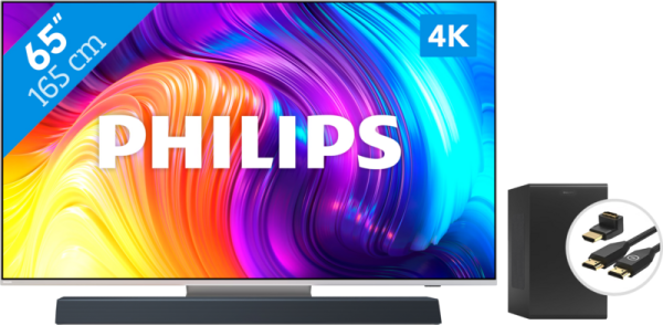 Philips The One (65PUS8807) - Ambilight (2022) + Soundbar + Hdmi kabel