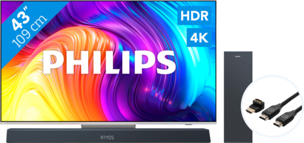 Philips The One (43PUS8837) - Ambilight (2022) + Soundbar + Hdmi kabel