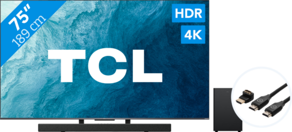 TCL QLED 75C731 (2022) + Soundbar + Hdmi kabel