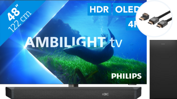Philips 48OLED808 - Ambilight (2023) + Soundbar + Hdmi kabel