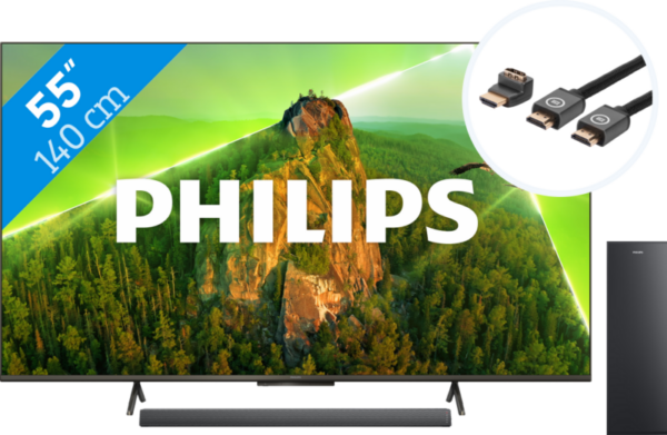 Philips 55PUS8108 - Ambilight (2023) + Soundbar + Hdmi kabel