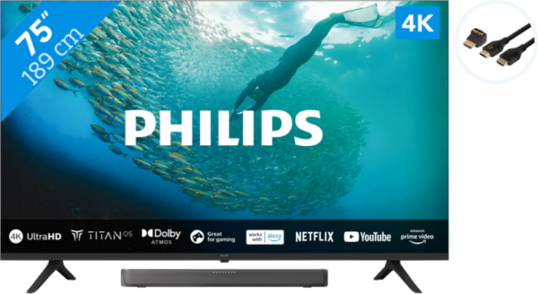 Philips 75PUS7009  + Soundbar + Hdmi kabel