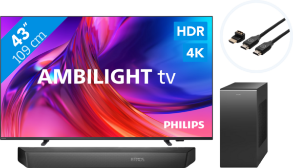 Philips The One 43PUS8508 - Ambilight (2023) + Soundbar + HDMI kabel