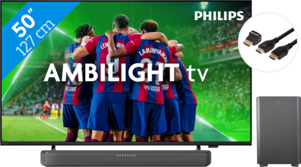 Philips 50PUS8309 - Ambilight (2024) + Soundbar + Hdmi kabel