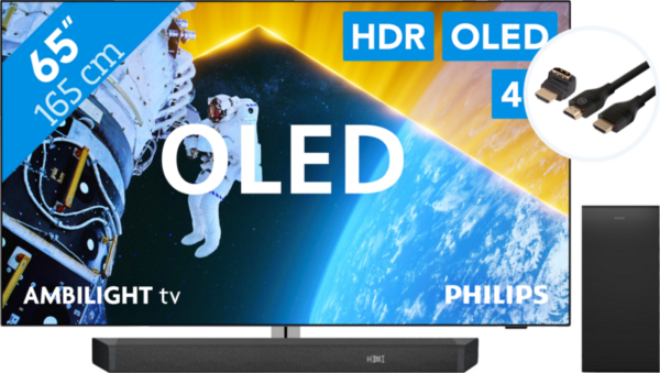 Philips 65OLED809 - Ambilight (2024) + Soundbar + Hdmi kabel