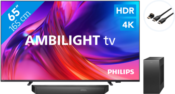 Philips The One 65PUS8508 - Ambilight (2023) + Soundbar + HDMI kabel