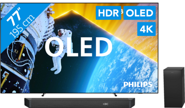 Philips Ambilight TV 77OLED809 + Soundbar + Hdmi kabel